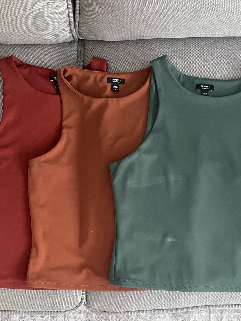 Express Women’s Sleeveless Shell Tops - Brick, Rust, and Olive